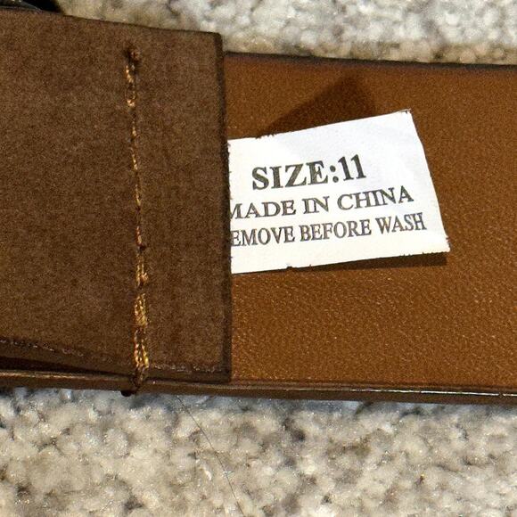 Gem Jewel Embellished Boho Prairie Belt Large Showy Buckle Size 11 42" Long - Picture 7 of 8